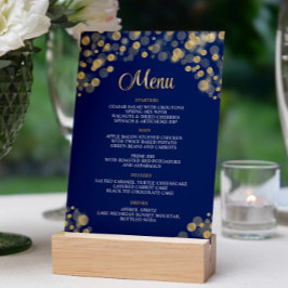 Convite Menu Azul e Dourado do Marinho Elegante - 5x7