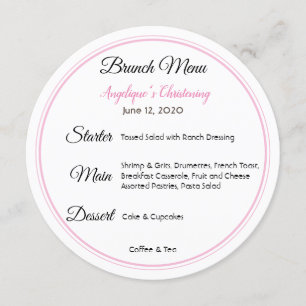 Convite Menu Baby Christening Brunch