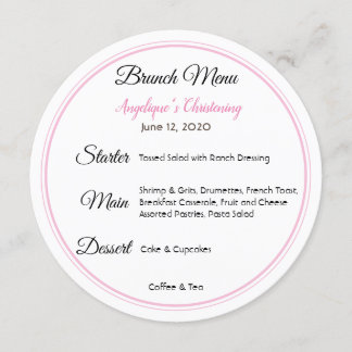 Convite Menu Baby Christening Brunch