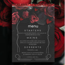 Menu Black Red Florals (Florestas Vermelhas Negras