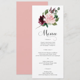 Convite Menu Blush Burgundy Weding ou Menu Chá de panela