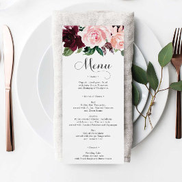 Convite Menu Blush Burgundy Weding ou Menu Chá de panela