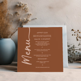 Convite Menu Boho Brown Terracotta Trendy Weding