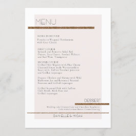 Convite Menu Branco Dourado Mínimo e Simples, Lente e Rosa