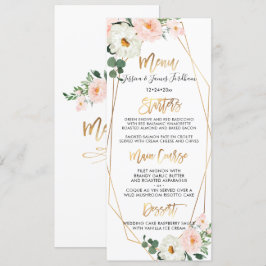 Convite Menu Buquês de Bloom Delicate de Cores Aquáticas