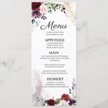 Menu Burgundy Floral Wedding