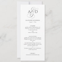 Menu Casamento Clássico do Monograma de Script Ele