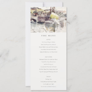 Convite Menu Casamento de Cores de Água da Riverside Bridg