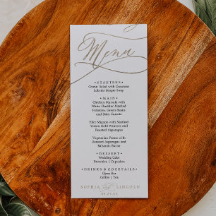 Convite Menu Casamento de Nomes Dourados Românticos e Pret