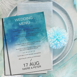 Convite Menu Casamento de Verão de Praia do Oceano de Aqua