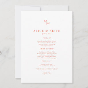 Convite Menu Casamento Laranja e Branco