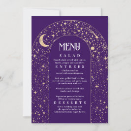 Convite Menu Casamento Púrpura das Estrelas Celestiais da 