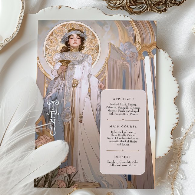 Convite Menu Casamento Regal Art Nouveau Destaques Dourado (Criador carregado)