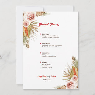 Convite Menu Casamento Safari Desert Boho Flowers