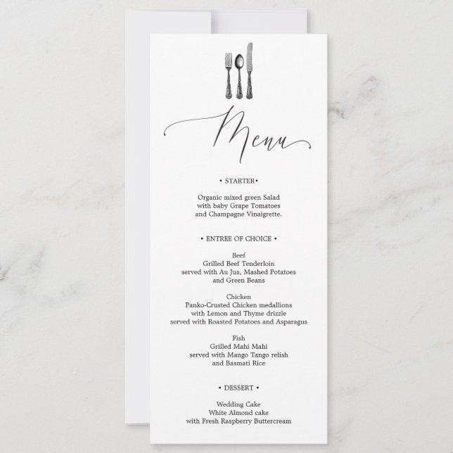 Convite Menu Casamento - Silverware - Fork - Menu (Frente)