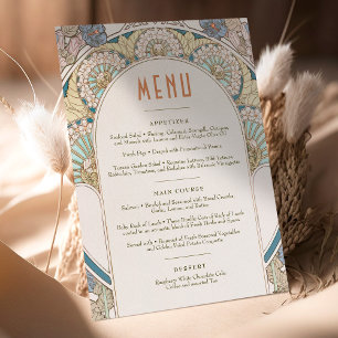 Convite Menu Casamento Vintage Arte Nova por Mucha Invitat