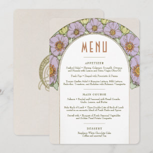 Convite Menu Casamento Vintage Arte Nova por Mucha Invitat