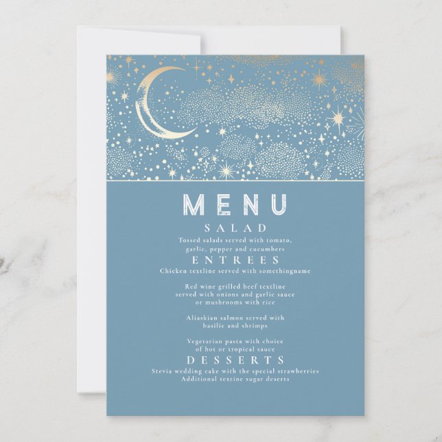 Convite Menu Celestial Starry Night Moon (Frente)