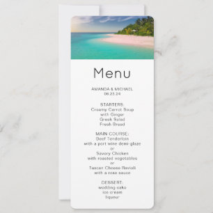 Convite Menu Cênico da Praia Tropical Oceano Água-Marinha