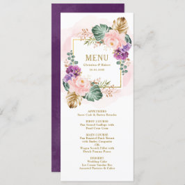 Convite Menu Clássico Floral Blush Violet Casamento