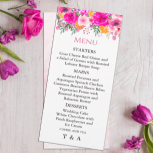 Convite Menu Colorida de Primavera de Flor Selvagem