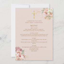 Convite Menu da Primeira Comunhão Floral de Grama das Pamp