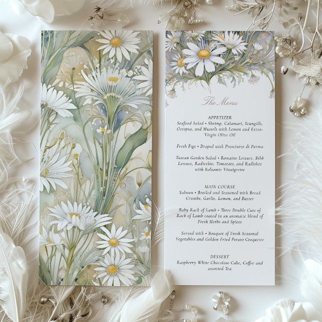 Convite Menu Daisy Wedding Encantador Delicar Pastel (Criador carregado)