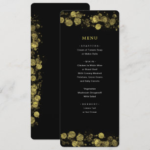 Convite Menu de Abstrato Artístico Moderno Dourado Preto