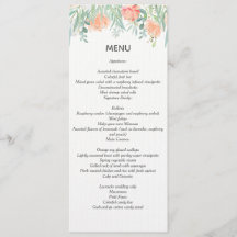 menu de aquarela creme pêssego. material de papela