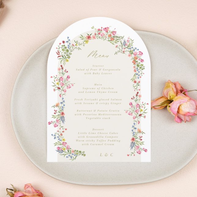 Convite menu de arco de casamento elegante do primavera 5  (Criador carregado)