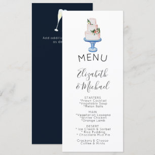 Convite MENU de Bolo de Casamento Ilustrado Duplo Lado