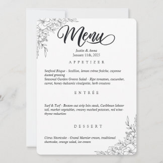 Convite Menu de casamento