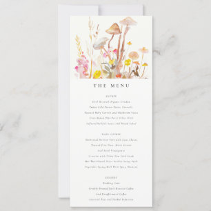 Convite Menu de Casamento Botânico de Autumn Mushroom