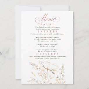 Convite Menu de Casamento Branco de Flores Selvagens Doura