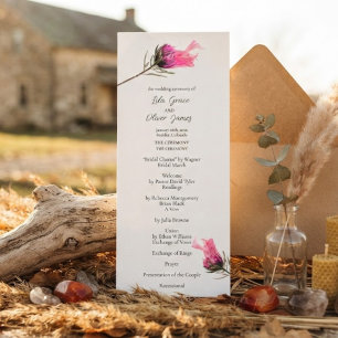 Convite menu de casamento Burning Bloom Elegance