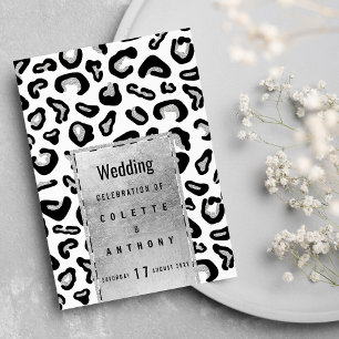 Convite Menu de Casamento da impressão digital prateada pr