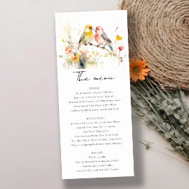 Convite Menu de Casamento de Aves Aquáticas Botânicas Selv