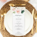 Convite Menu de Casamento de Blooms de Blushing - Menus de<br><div class="desc">Este belo cardápio é perfeito para o seu próximo evento! Edite facilmente os itens de menu e exiba este belo design em cada placa! Veja a coleção inteira para mais itens!</div>