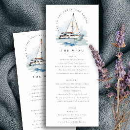 Convite Menu de Casamento de Capa de Saída do Yacht Sailbo