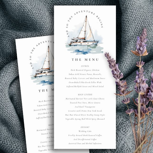 Convite Menu de Casamento de Capa de Saída do Yacht Sailbo (Criador carregado)