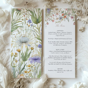 Convite Menu de Casamento de Flores Selvagem Encantadora P