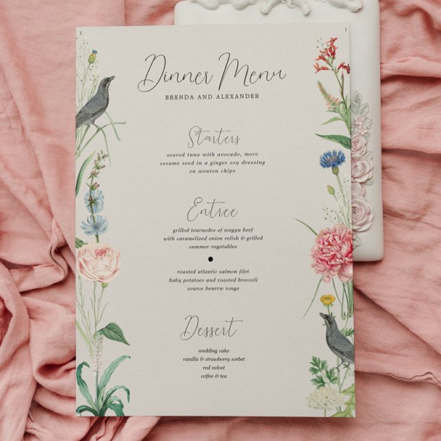 Convite Menu de Casamento de Frame das Flores Selvagens do (Criador carregado)