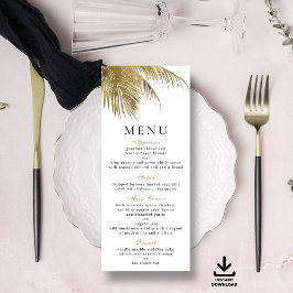 Convite Menu de Casamento de Praia da Palm Tropical Elegan