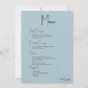 Convite Menu de Casamento de Script Preto Simples de Linha