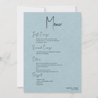 Convite Menu de Casamento de Script Preto Simples de Linha