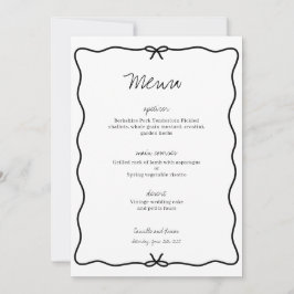 Convite Menu de Casamento Desenhado em Mão Moderna
