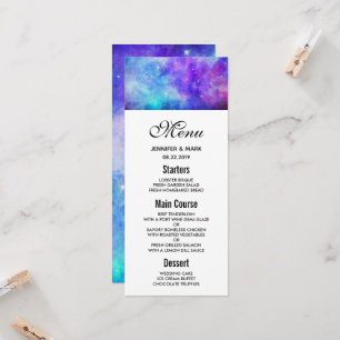 Convite Menu de Casamento do Abstrato de Espaço da Galáxia