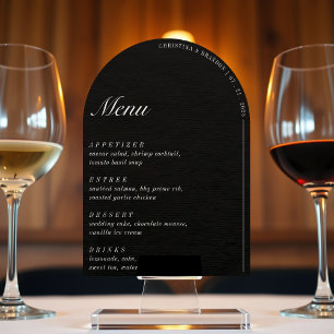 Convite Menu de Casamento do Arch Negro Minimalista de Din