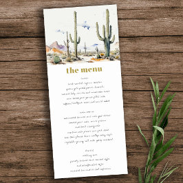 Convite Menu de Casamento do Deserto do Boho Cactus Ociden