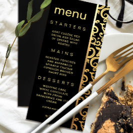 Convite Menu de Casamento do Quadro de Ouro Elegante